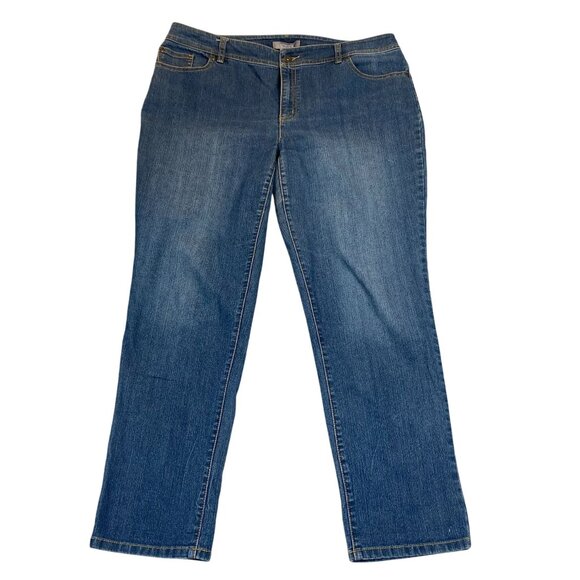 Chicos Women's Jeans Size 2.5 Blue Denim Stretch Cotton Blend Mid-Rise Straight - Picture 1 of 10